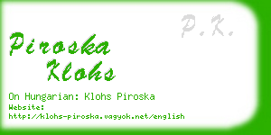 piroska klohs business card